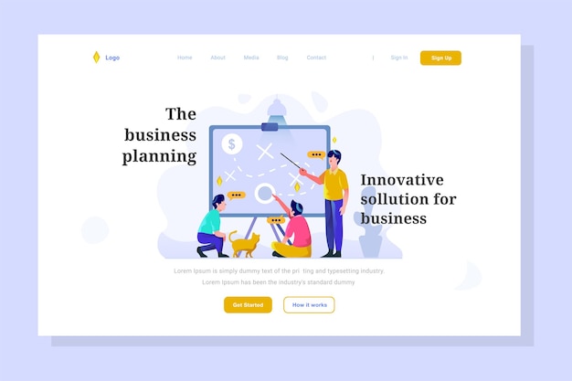 Equipe de finanças de negócios discute página de destino de estilo plano de ideia de estratégia tática ilustração