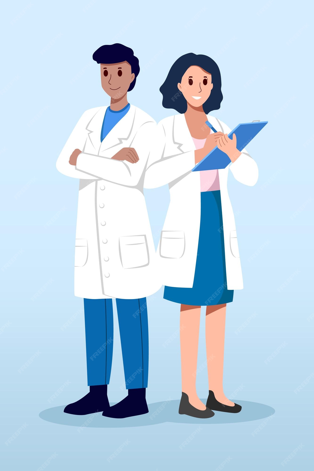 equipe médica . médicos com jaleco branco. personagens de desenhos