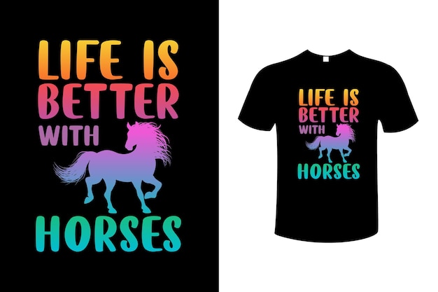 Vetor equitação tipografia colorida ilustração vintage modelo de design de t-shirt vetorial