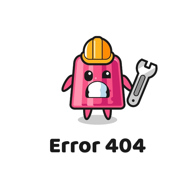 Erro 404 com o design bonito da mascote de geléia fofa