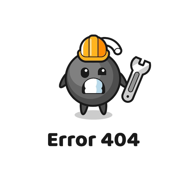 Erro 404 com o mascote bomba fofo, design de estilo fofo para camiseta, adesivo, elemento de logotipo