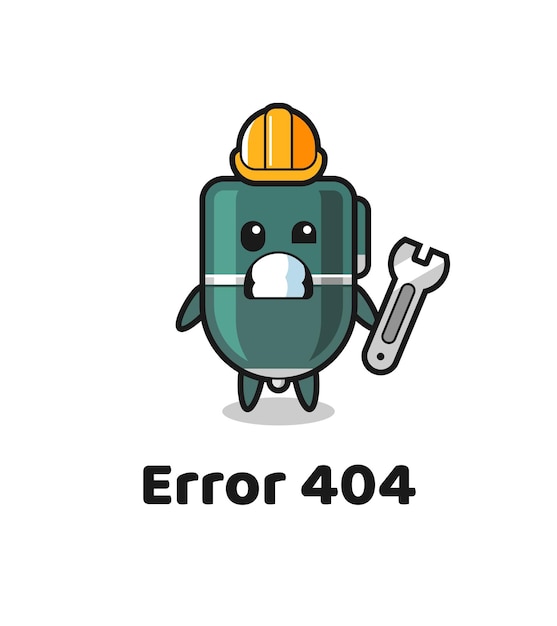 Erro 404 com o mascote bonitinho da esferográfica