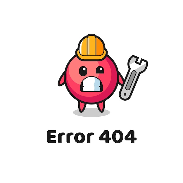 Erro 404 com o mascote de cranberry fofo, design de estilo fofo para camiseta, adesivo, elemento de logotipo