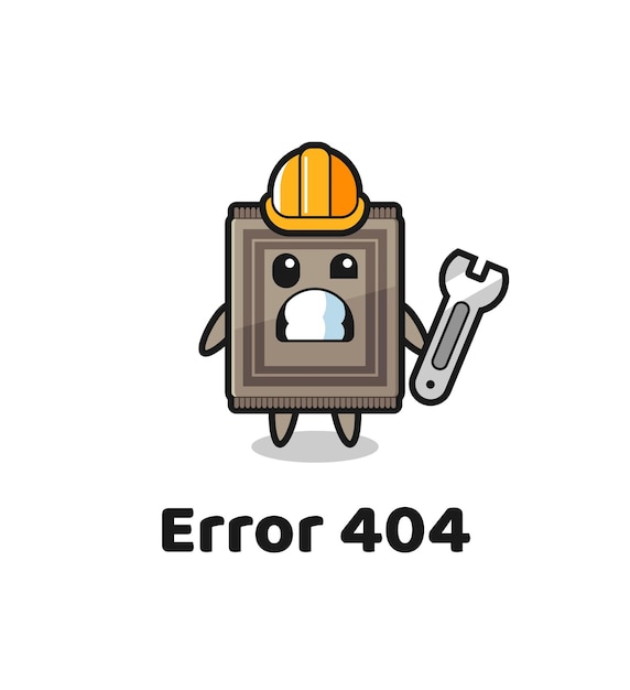 Erro 404 com o mascote do tapete fofo