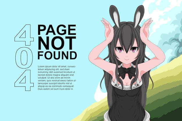 Vetor erro de ilustração de anime 404 página não encontrada