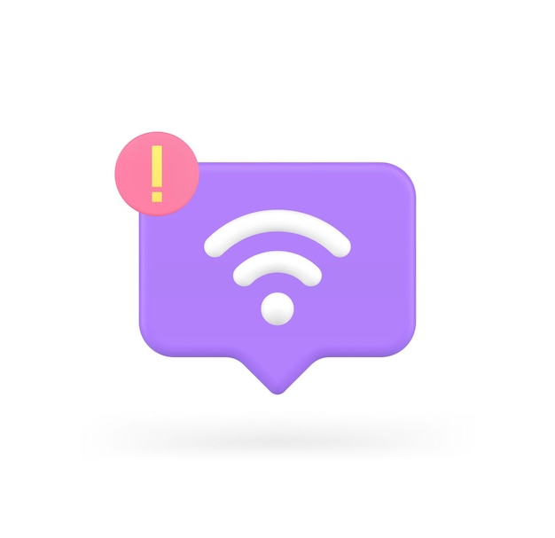 Erro de rede Wi-Fi bloqueio de sinal Wi-Fi sem fio dicas rápidas ícone 3D vetor realista