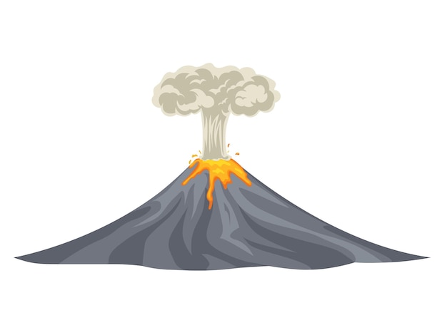 Erupção vulcânica Explosões de montanhas ativas com lava e fumaça