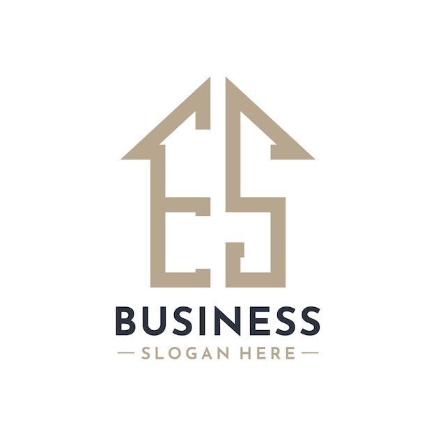 ES Letter House Logo para Real Estate Business Branding ES Property Management Iniciais modernas AA Design de logotipo