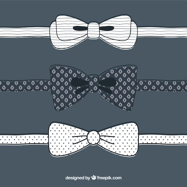 Vetor esboçado arco elegantes gravatas