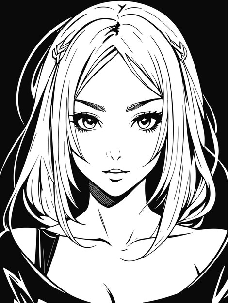 Linha artística Desenho Anime preto e branco, Lineart, branco