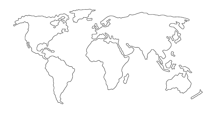 Vetor esboce a ilustração vetorial de mapa do mundo isolada no fundo branco