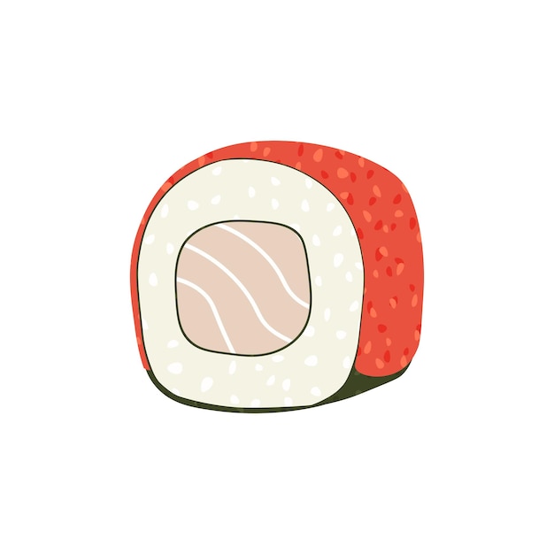 Esboce a ilustração vetorial desenhada de sushi maki isolado no fundo branco