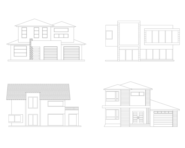 Esboce casa moderna para livro de desenho por design vetorial