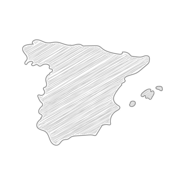 Vetor esboço a lápis de desenho de mapa da espanha