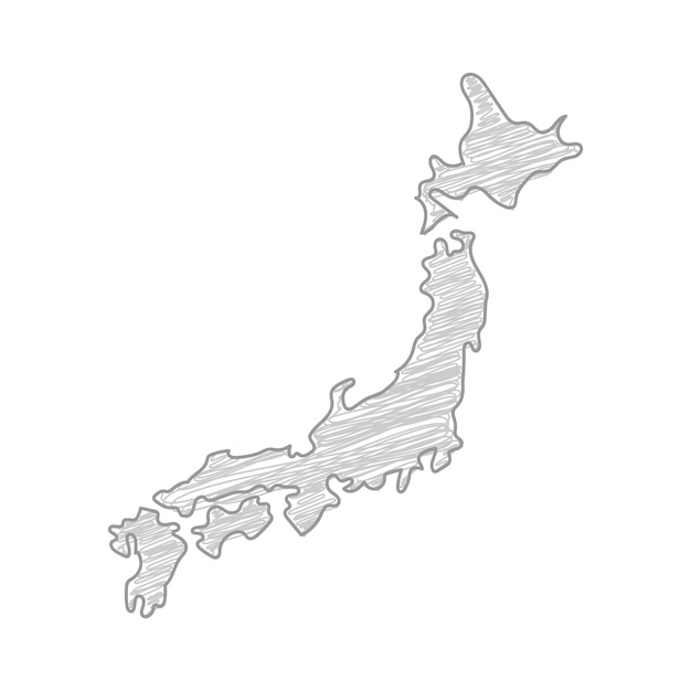 Vetor esboço a lápis para desenho de mapa do japão