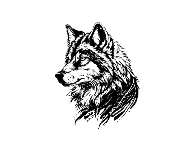 Esboço Arte de linha única desenhada à mão Lobo