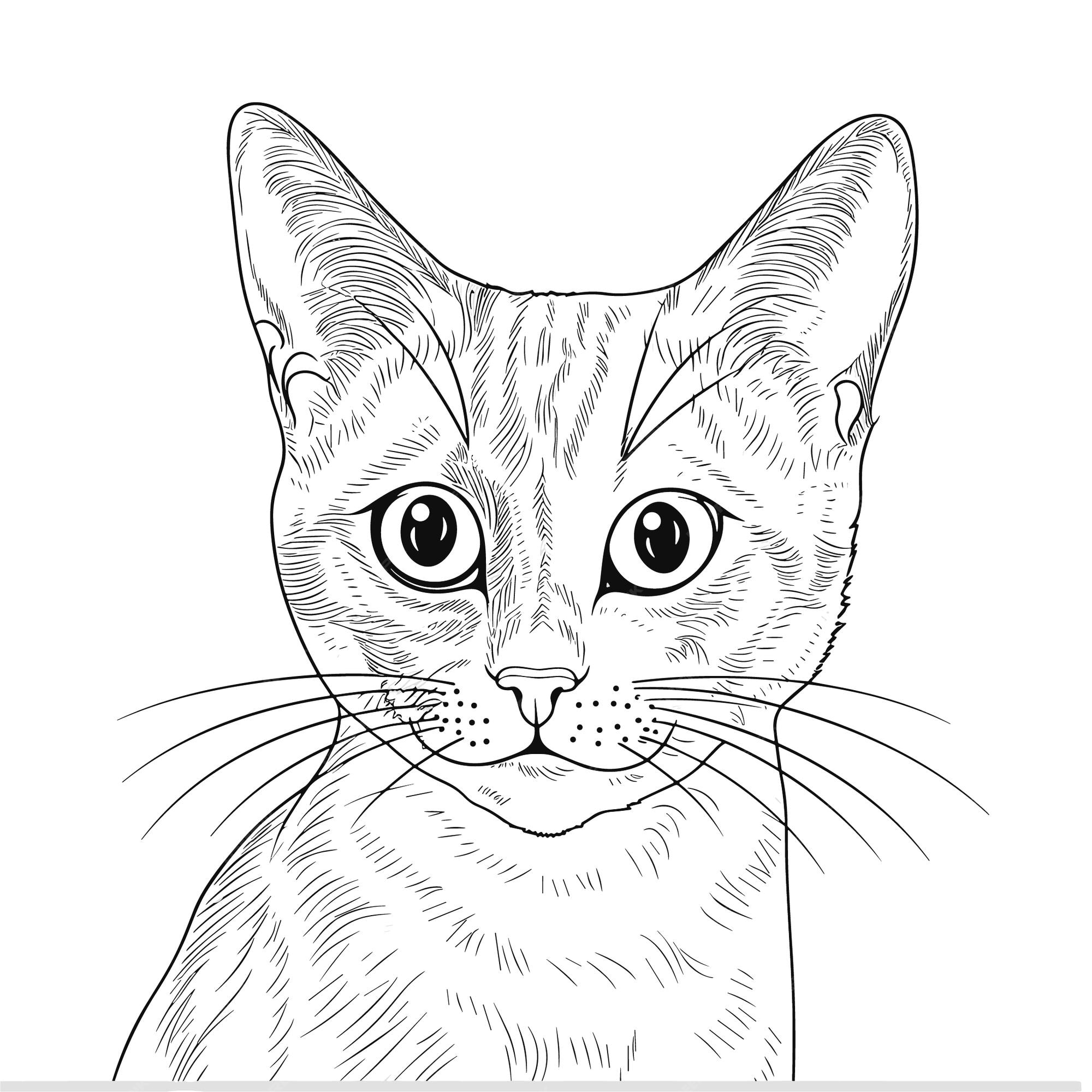 Arte de linha de casal de gatos para colorir página esboço desenhado à mão  de gato casal de gatos esboço desenho de gato