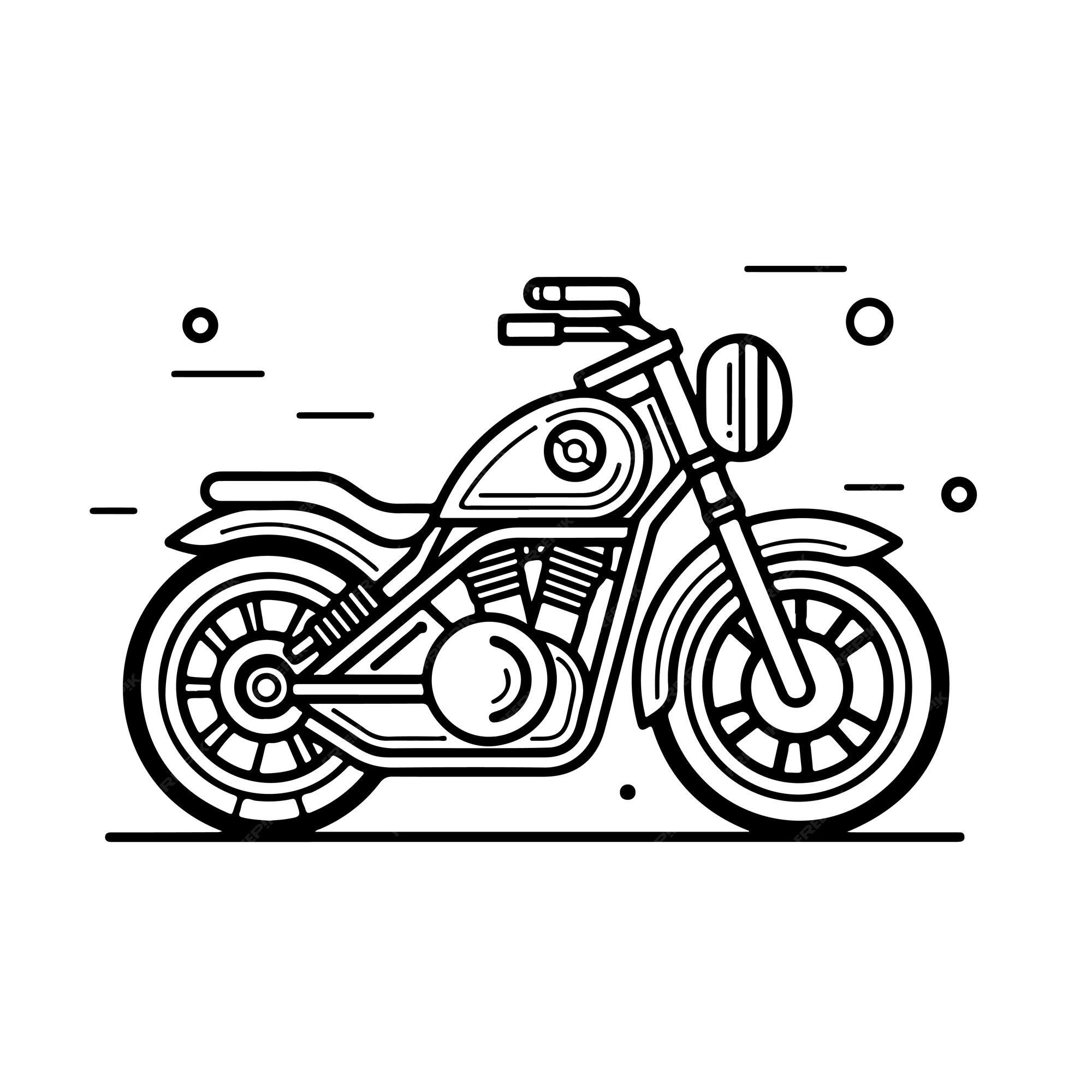 Esboço arte de linha única desenhada à mão página para colorir dia da  motocicleta