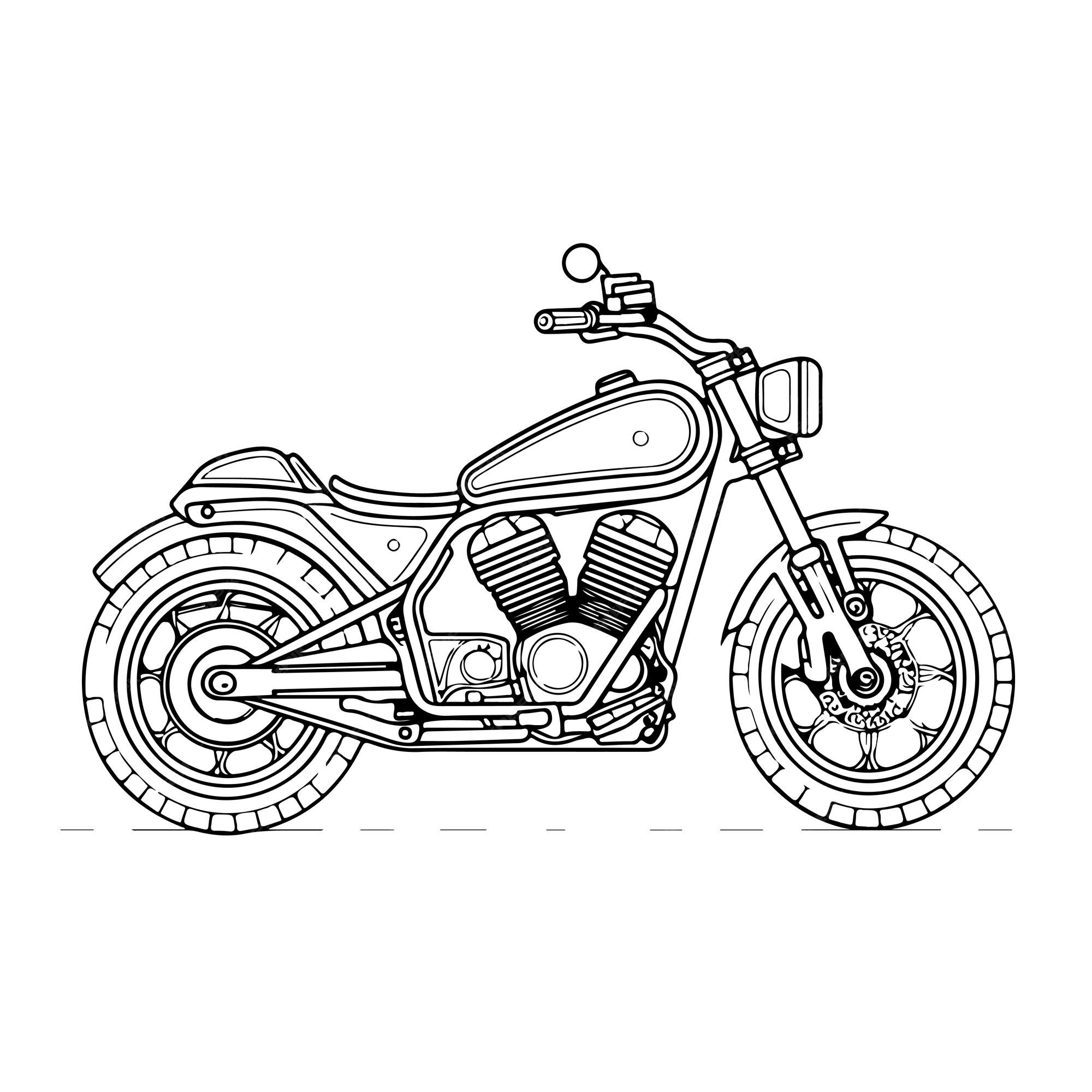 Esboço arte de linha única desenhada à mão página para colorir dia da  motocicleta