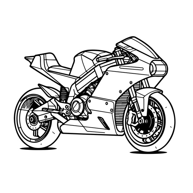 Esboço arte de linha única desenhada à mão página para colorir dia da  motocicleta