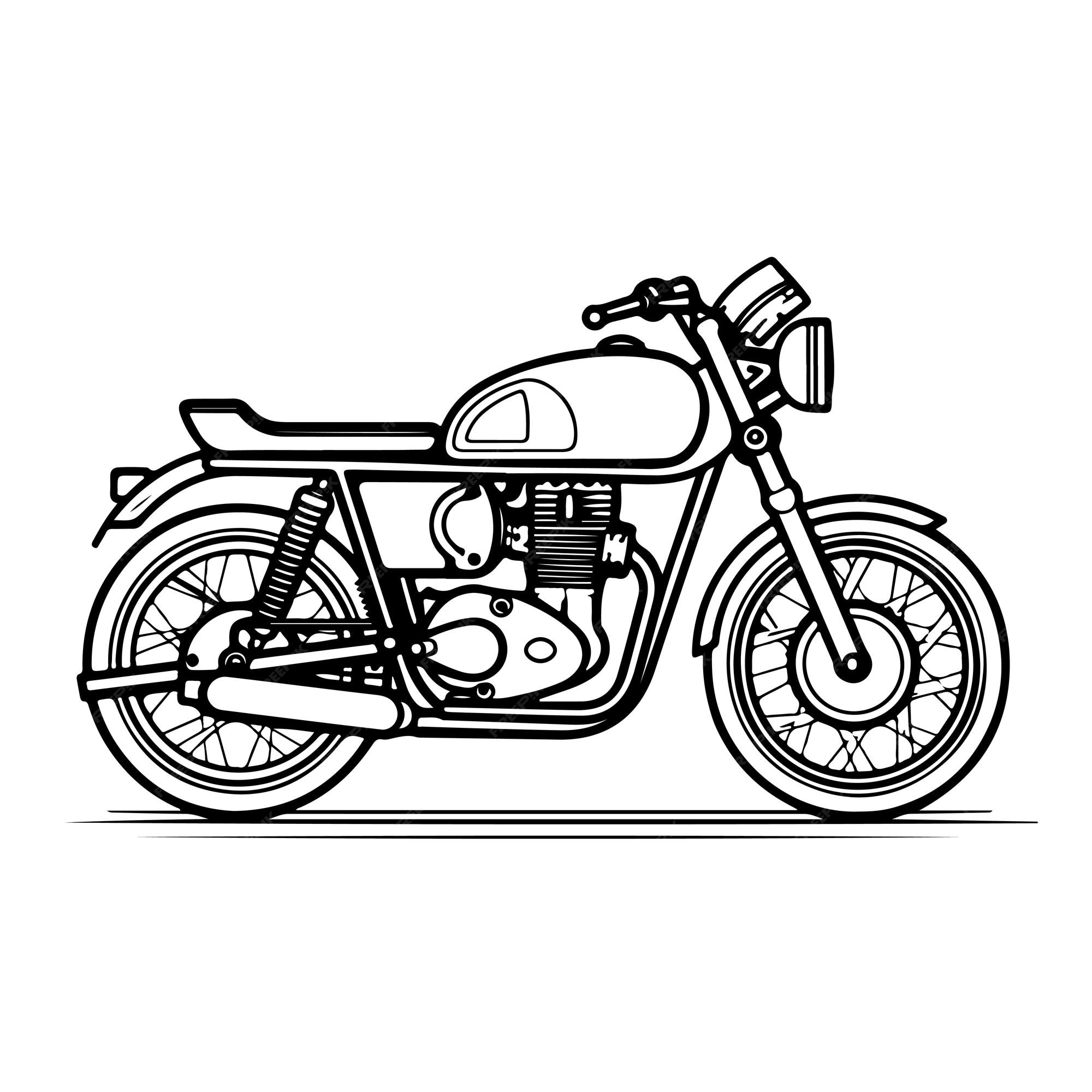 Esboço arte de linha única desenhada à mão página para colorir homem usa  motocicleta