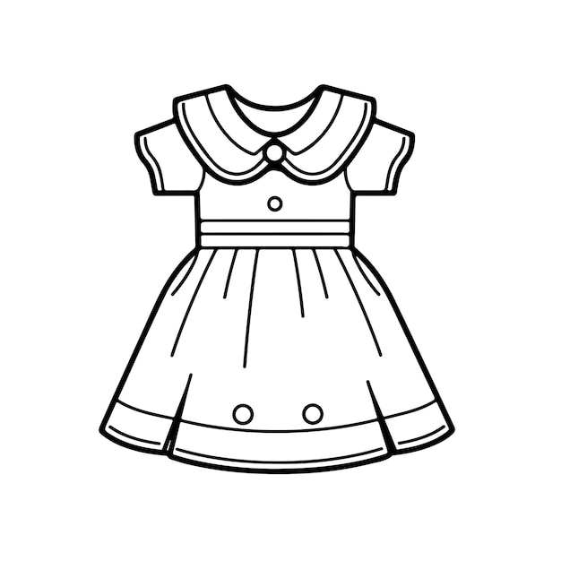 Desenho De Uma Boneca Vestida Para Colorir Esboço Página Vetor PNG