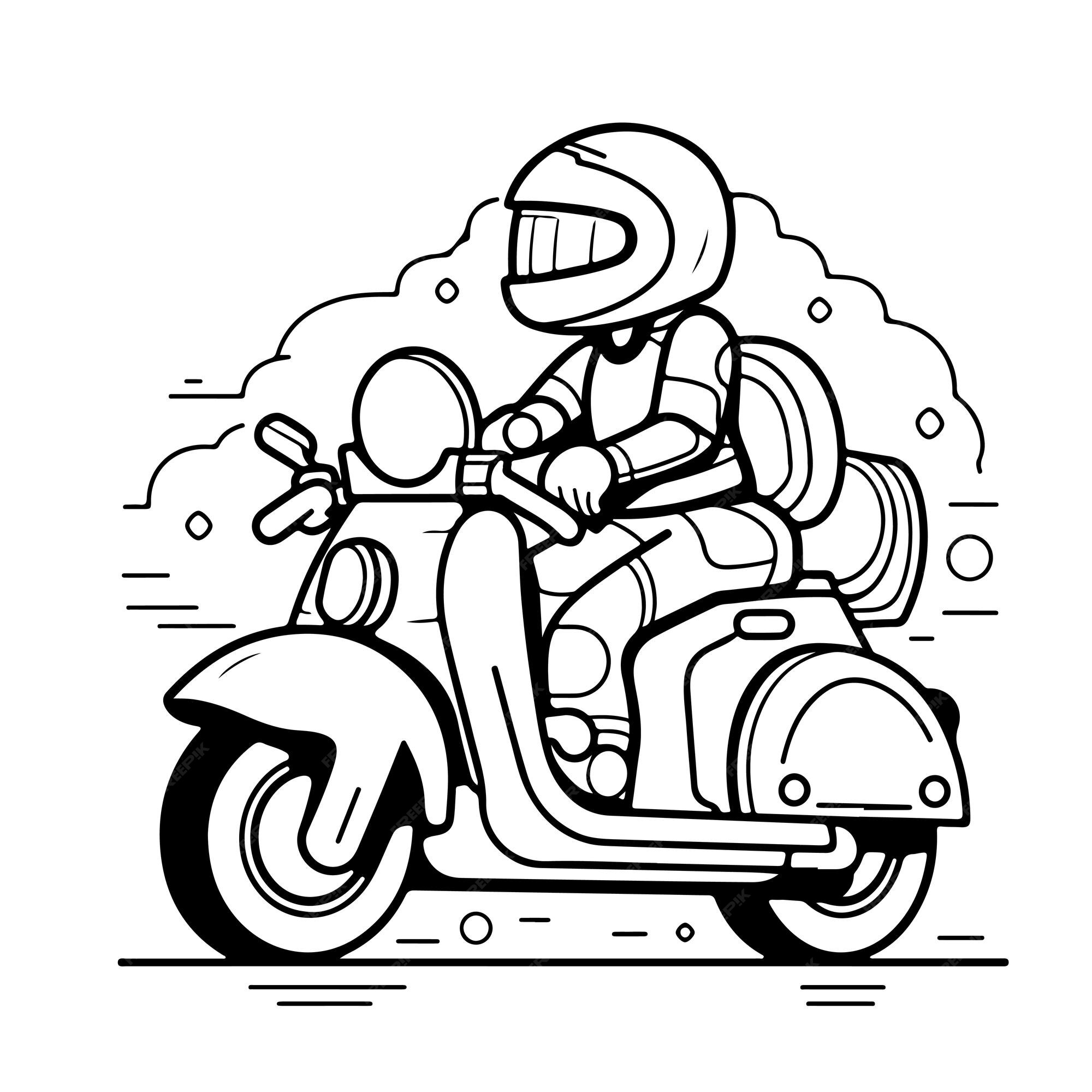 Esboço arte de linha única desenhada à mão página para colorir dia da  motocicleta