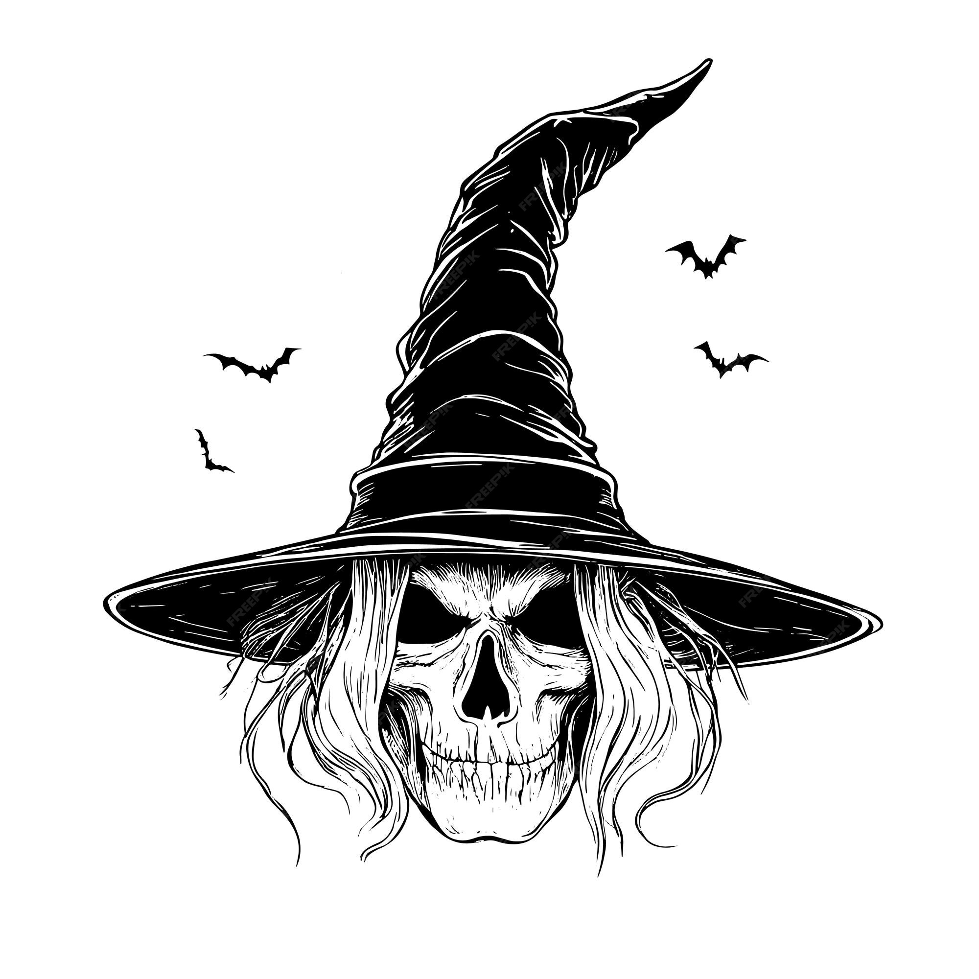 design de rosto de bruxa assustadora e feia de halloween em um fundo  branco. elemento de halloween e figurino com dois rostos de bruxa feia e  chapéus de bruxa. desenho vetorial de