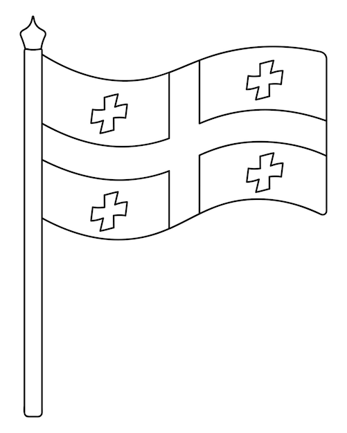 Esboço da bandeira da Geórgia A tela de tecido é decorada com cinco cruzes