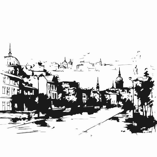 Esboço da cidade isolado no fundo branco