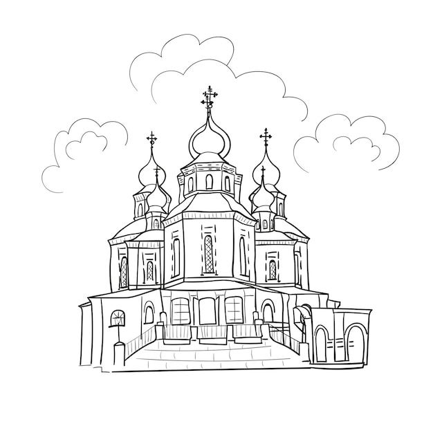 Esboço da igreja Ilustração vetorial do Doodle