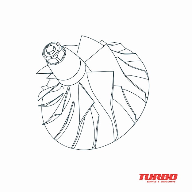 Esboço da roda do compressor do turbocompressor vector a ilustração