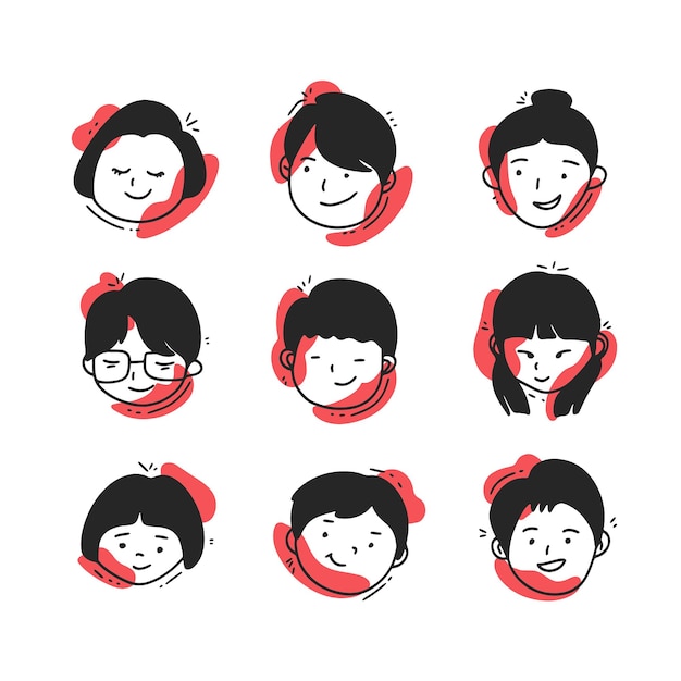 esboço de arte de doodle de cabeça de avatar desenhado à mão
