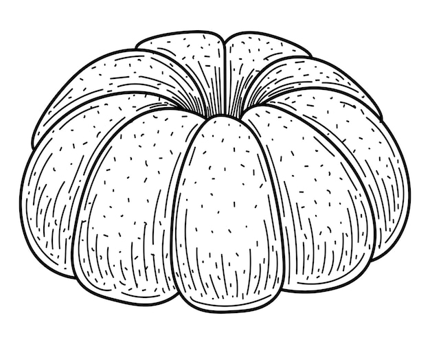 Vetor esboço de bolo de bundt de livro de colorir comida de sobremesa doce assada ilustração vetorial desenhada à mão