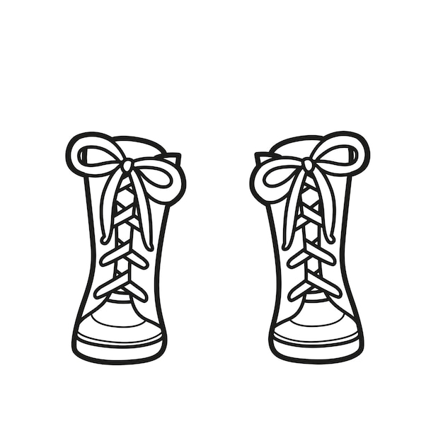 Esboço de botas de cano alto para colorir em um fundo branco