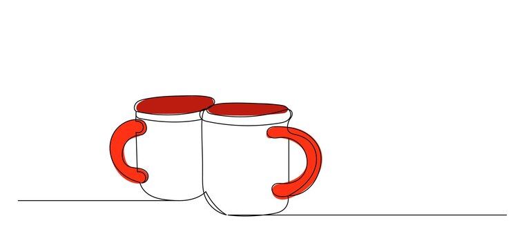Vetor esboço de canecas vetor de desenho de linha contínua