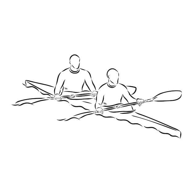Vetor esboço de canoa e remos em formato vetorial
