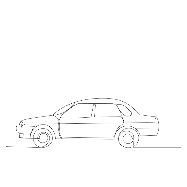 Esboço de carro de desenho de linha isolado