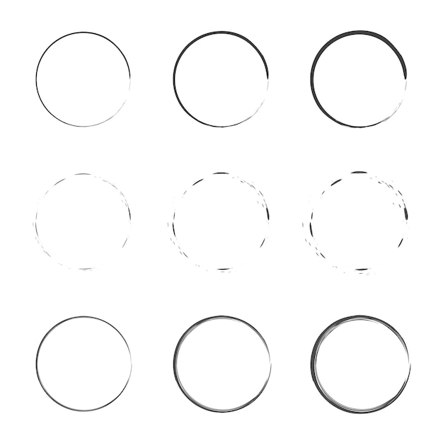Esboço de círculos desenhados à mão formas redondas grunge de vetor ideal para designs de rótulos vintage