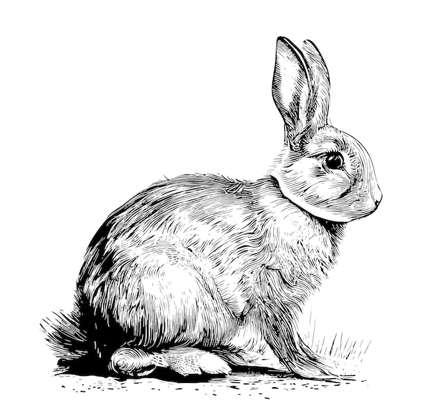 Esboço de coelho desenhado à mão ilustração vetorial