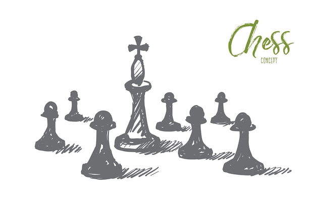 Esboço de conceito de xadrez desenhado à mão