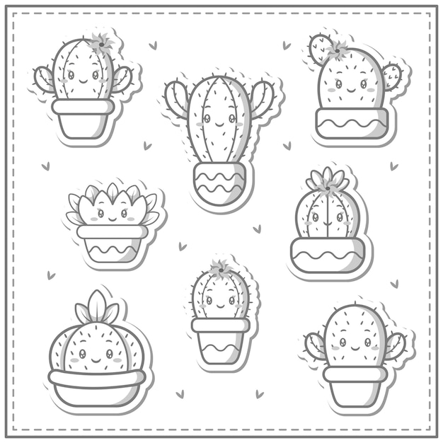 Desenho de cactos para colorir