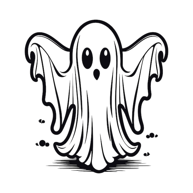 Vetor esboço de desenho animado de fantasma vetorial desenhado à mão