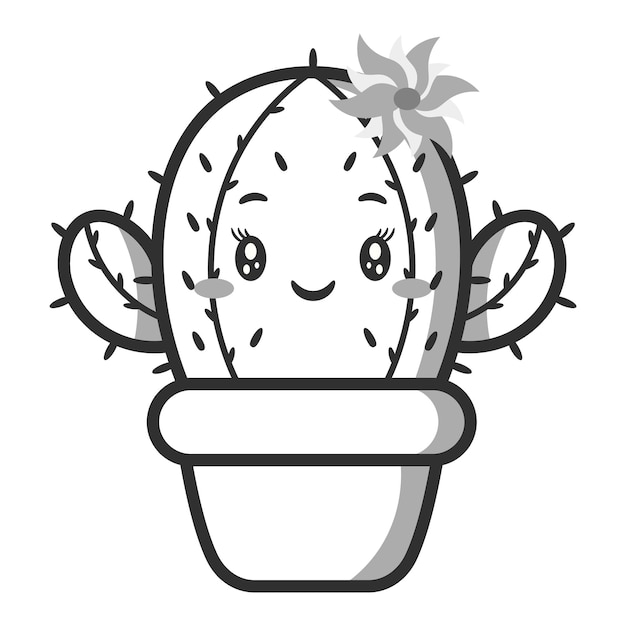 Desenhos de cactos fofos kawaii para colorir