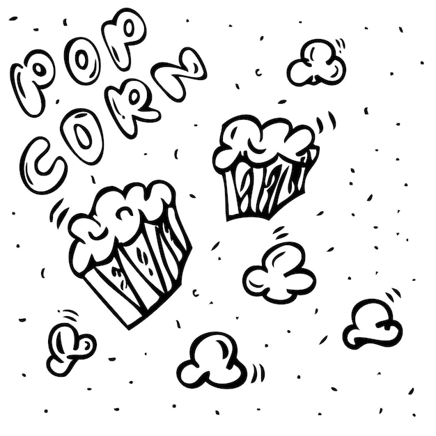 Vetor esboço de desenho de mão vector simples várias formas pop corn