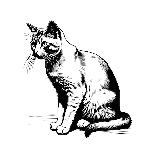 Vetor esboço de gato vetorial desenhado à mão em ilustração de estilo doodle