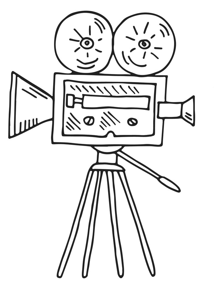 Vetor esboço de gravador de cinema ícone de câmera de vídeo retrô
