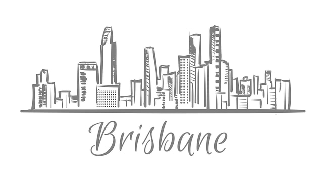 Esboço de paisagem de Brisbane desenhado à mão