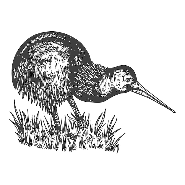 Vetor esboço de pássaro kiwi ilustração vetorial desenhada à mão