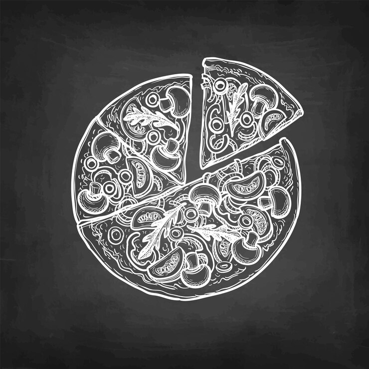 Vetor esboço de pizza em giz
